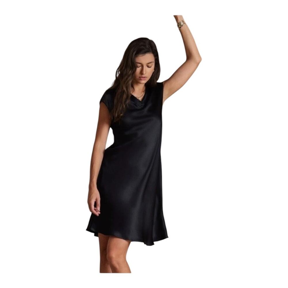 Silk Silky Dress Women Black Small
